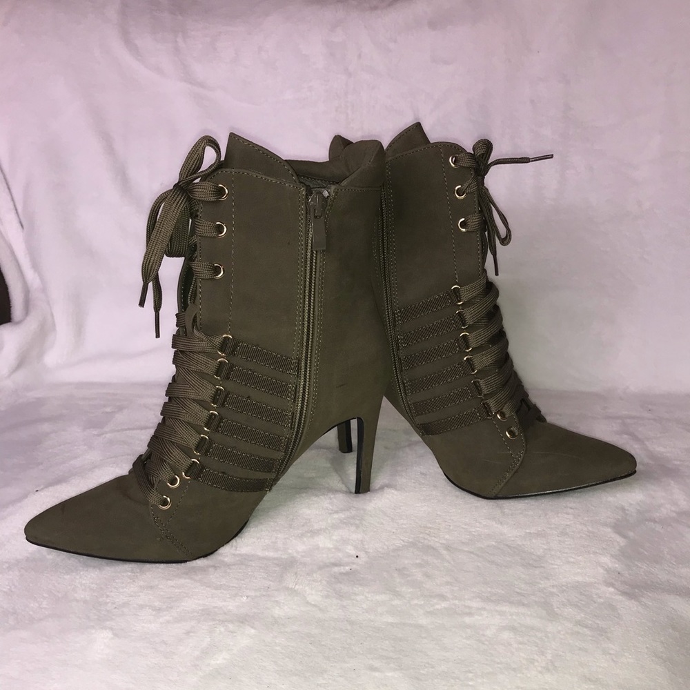 Olive Green Heeled Boots